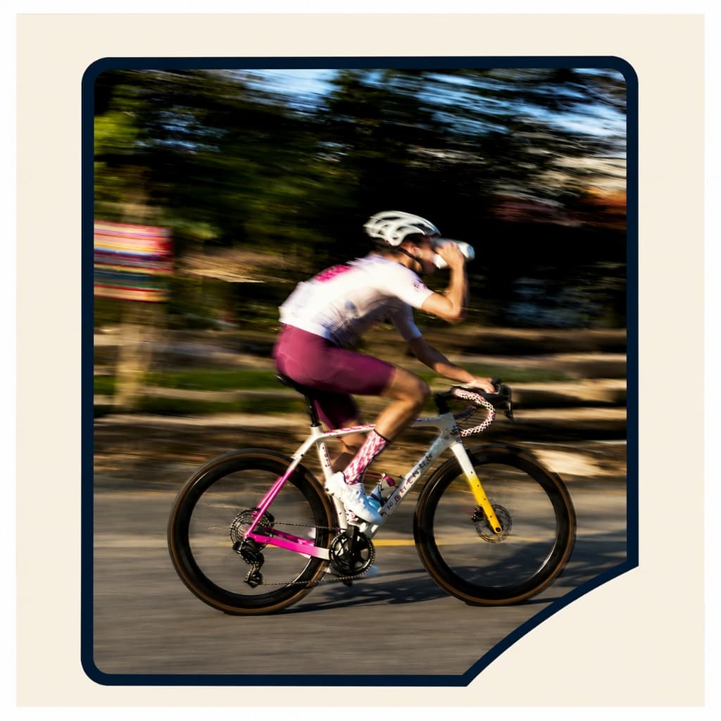 Stylized illustration of a system analyst riding a bicycle on a curved road